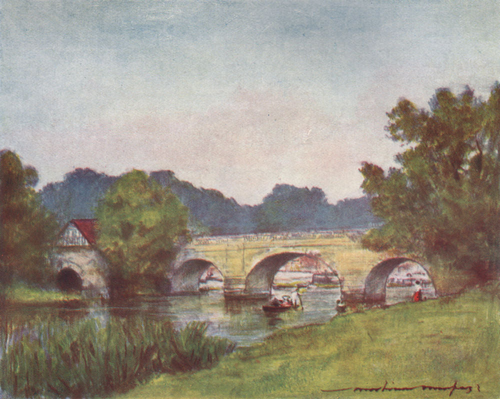 'Wallingford' by Mortimer Menpes. Oxfordshire 1906 old antique print picture